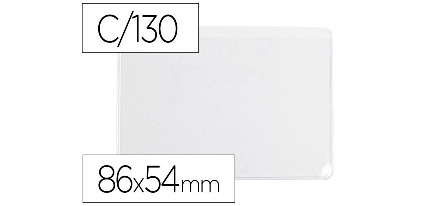 Funda portadocumento q-connect dni 130 micras pvc transparente con uñero 86x54 mm