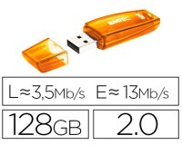 Memoria usb emtec flash c410 128 gb 2.0 naranja