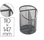 Cubilete portalapices q-connect plata metal redondo rejilla con 3 compartimentos diametro 110 mm alto 147 mm