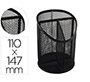 Cubilete portalapices q-connect negro metal redondo rejilla con 3 compartimentos diametro 110 mm alto 147 mm