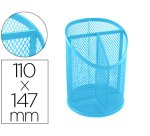 Cubilete portalapices q-connect turquesa metal rejilla con 3 compartimentos diametro 110 mm alto 147 mm