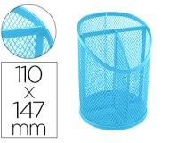 Cubilete portalapices q-connect turquesa metal rejilla con 3 compartimentos diametro 110 mm alto 147 mm