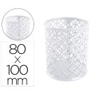 Cubilete portalapices q-connect blanco metal redondo diametro 80 mm alto 100 mm