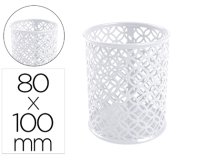 Cubilete portalapices q-connect blanco metal redondo diametro 80 mm alto 100 mm