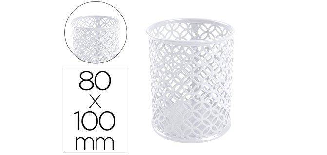 Cubilete portalapices q-connect blanco metal redondo diametro 80 mm alto 100 mm
