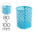 Cubilete portalapices q-connect turquesa metal redondo diametro 80 mm alto 100 mm