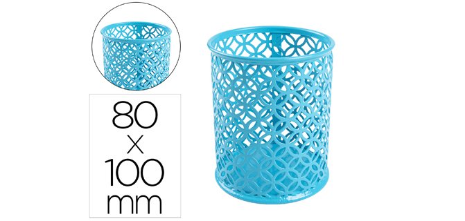 Cubilete portalapices q-connect turquesa metal redondo diametro 80 mm alto 100 mm