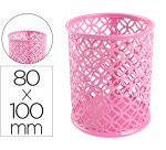 Cubilete portalapices q-connect metal rosa redondo diametro 80 mm alto 100 mm