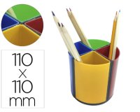 Cubilete portalapices q-connect 4 colores opacos plastico giratorio diametro 110 mm alto 110 mm