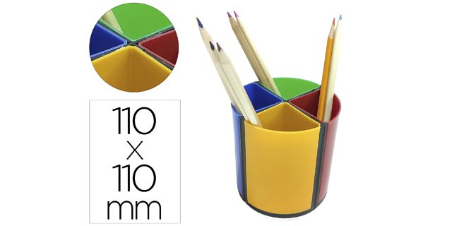 Cubilete portalapices q-connect 4 colores opacos plastico giratorio diametro 110 mm alto 110 mm