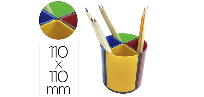 Cubilete portalapices q-connect 4 colores opacos plastico giratorio diametro 110 mm alto 110 mm