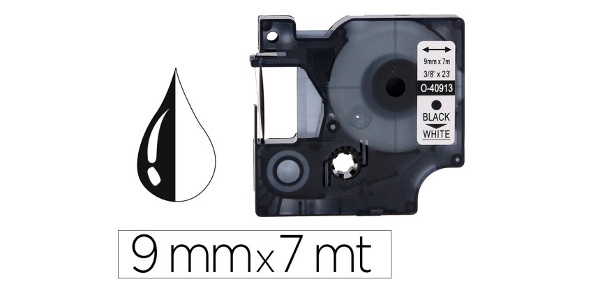 Cinta q-connect 1000 negro-blanco 9 mm x 7m dymo
