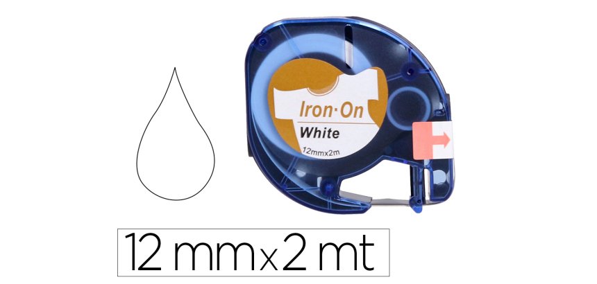 Cinta q-connect 12mm x 2 m negro-blanco para ropa para maquina letratag