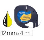 Cinta q-connect 12mm x 4mt negro-hiperamarillo para maquina letratag