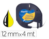 Cinta q-connect 12mm x 4mt negro-hiperamarillo para maquina letratag