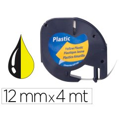 Cinta q-connect 12mm x 4mt negro-hiperamarillo para maquina letratag