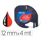Cinta q-connect 12mm x 4 m negro-rojo cosmico para maquina letratag