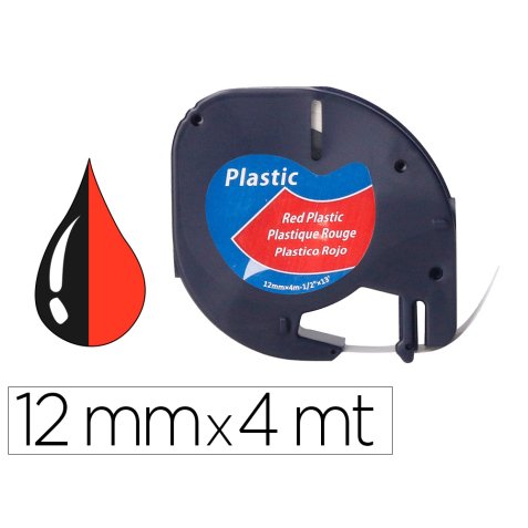 Cinta q-connect 12mm x 4 m negro-rojo cosmico para maquina letratag