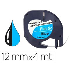Cinta q-connect 12mm x 4m negro-ultra azul para maquina letratag