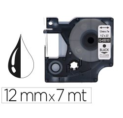 Cinta q-connect negro-transparente 12mm x 7mt dymo
