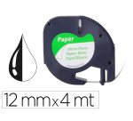 Cinta q-connect papel 12 mm x 4 m negro-blanco para letratag