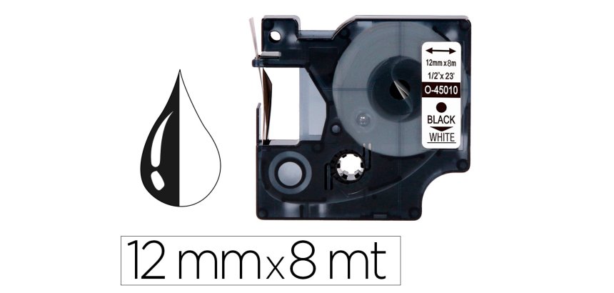 Cinta q-connect mk-221 blanco-negro 9mm x 8 m - Brother