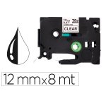 Cinta q-connect tze-131 transparente-negro 12mm longitud 8 mt