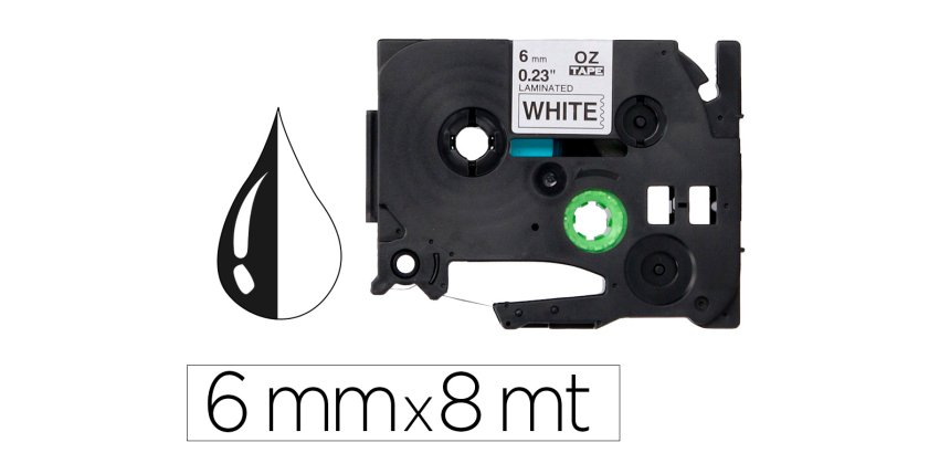 Cinta q-connect tze-211 blanco-negro 6 mm  x 8 m - Brother