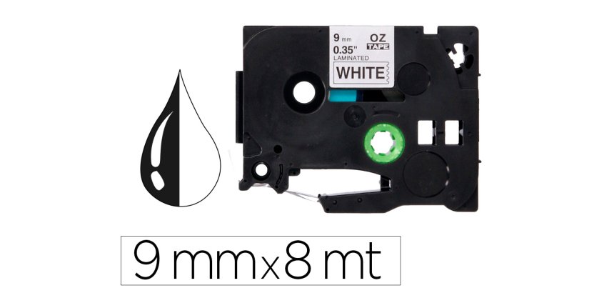 Cinta q-connect tze-221 blanco-negro 9 mm x 8 m - Brother