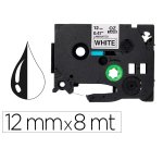 Cinta q-connect tze-231 blanco-negro 12mm longitud 8 m