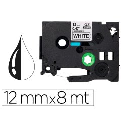 Cinta q-connect tze-231 blanco-negro 12mm longitud 8 m