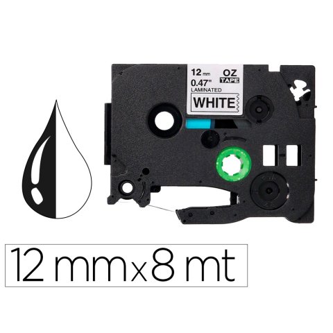 Cinta q-connect tze-231 blanco-negro 12mm longitud 8 m