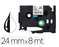 Cinta q-connect tze-251 blanco-negro 24 mm x 8 m -Brother