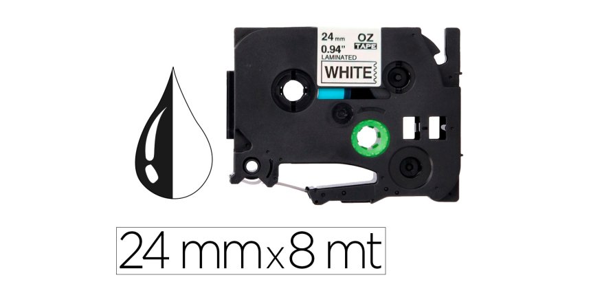 Cinta q-connect tze-251 blanco-negro 24 mm x 8 m -Brother
