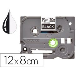 Cinta q-connect tze-335 negro-blanco 12mm longitud 8mt