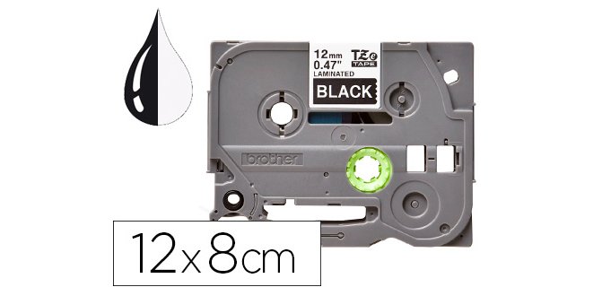 Cinta q-connect tze-335 blanco-negro 12mm longitud 8mt