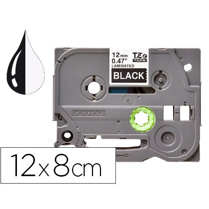 Cinta q-connect tze-335 blanco-negro 12 mm longitud 8 m