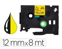 Cinta q-connect tze-631 amarillo-negro 12mm x 8 m