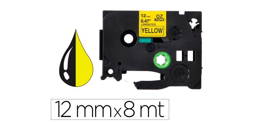 Cinta q-connect tze-631 amarillo-negro 12mm x 8 m