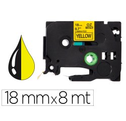 Cinta q-connect tze-641 amarillo-negro 18mm x 8 m