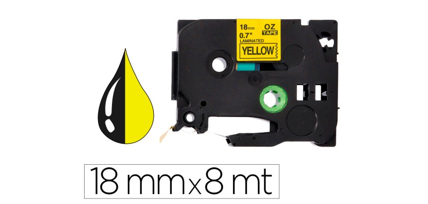 Cinta q-connect tze-641 amarillo-negro 18mm x 8 m