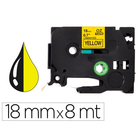 Cinta q-connect tze-641 amarillo-negro 18mm x 8 m