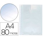 Funda multitaladro q-connect din a4 80 mc cristal caja de 1400 unidades
