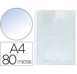 Funda multitaladro q-connect din a4 80 mc cristal caja de 1400 unidades