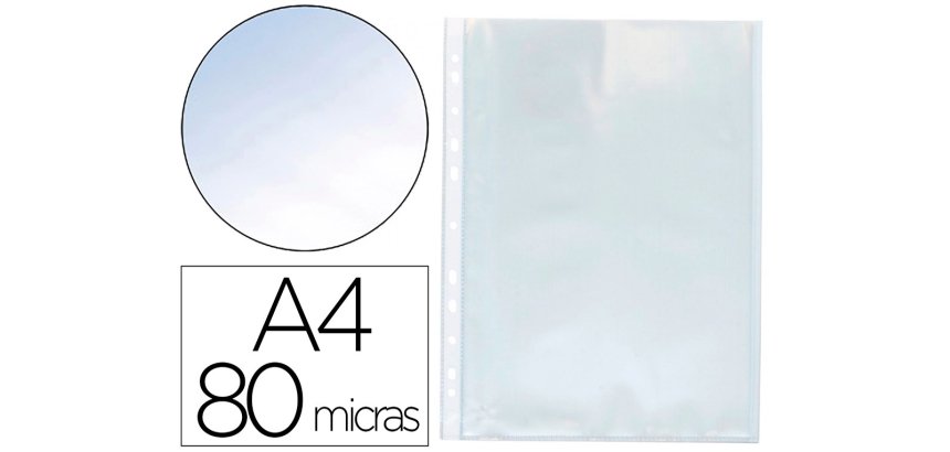 Funda multitaladro q-connect din a4 80 mc cristal caja de 1400 unidades