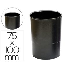 Cubilete portalapices q-connect negro opaco plastico 100% reciclado redondo diametro 75 mm alto 100 mm