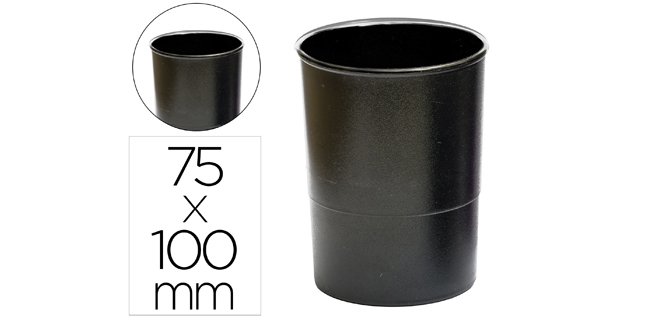 Cubilete portalapices q-connect negro opaco plastico 100% reciclado redondo diametro 75 mm alto 100 mm