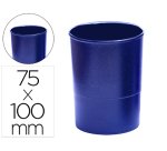 Cubilete portalapices q-connect azul opaco plastico redondo diametro 75 mm alto 100 mm