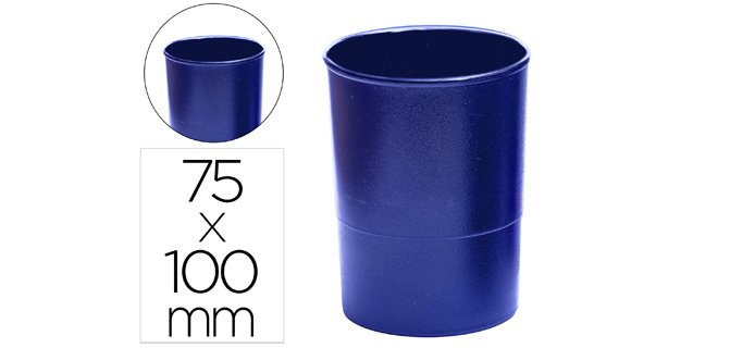 Cubilete portalapices q-connect azul opaco plastico redondo diametro 75 mm alto 100 mm
