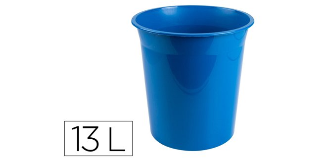 Papelera plastico q-connect azul opaco 13 litros 275x285 mm